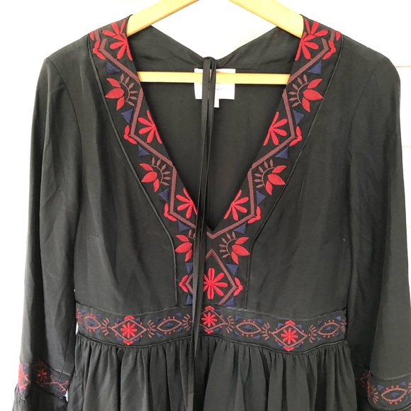 Cinq a Sept Silk Dress Mini Black Embroidered Tassels Zane US 8 - Picture 3 of 10